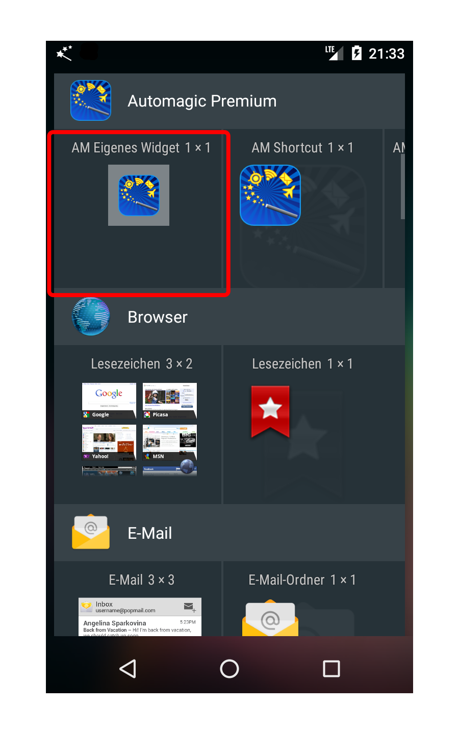 Widget Drawer